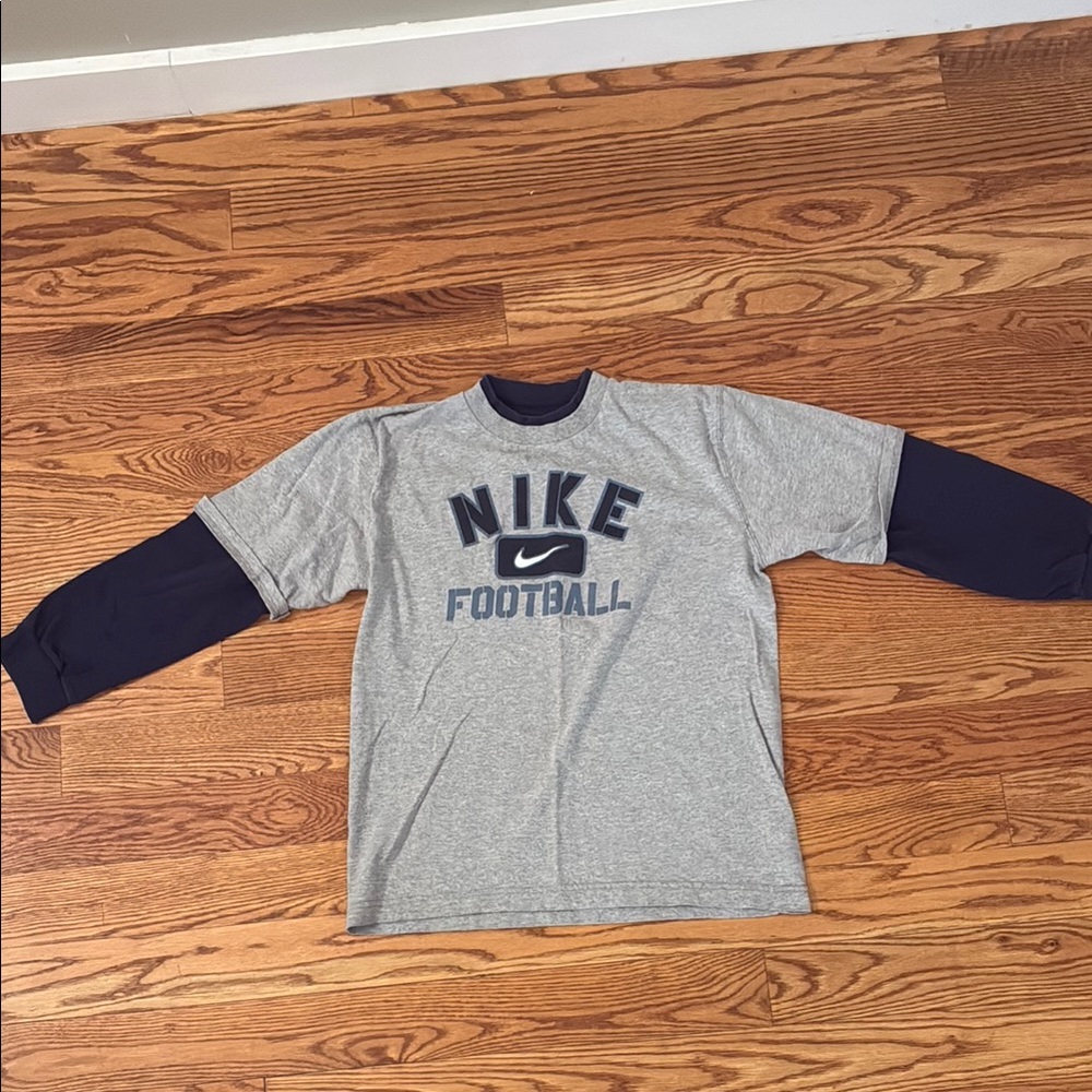 Nike Gray and Black Long Sleeve Football Tee